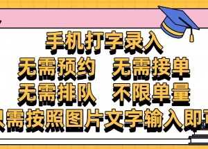 零门槛手机打字录入副业 不限量无需接单预约操作简单收益灵活-雨叶虚拟资源网