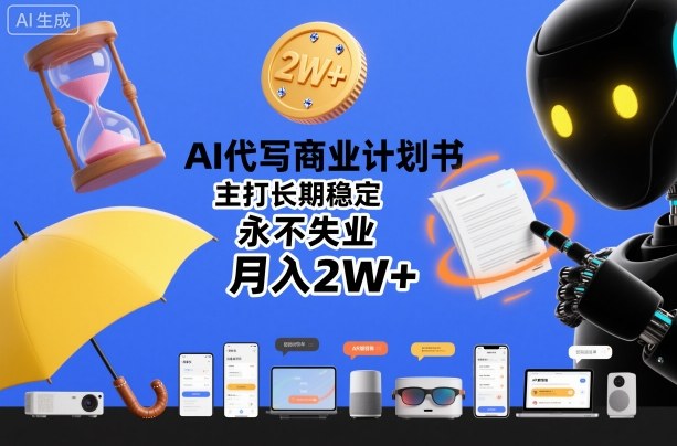 AI代写商业计划书实操攻略 低门槛长期稳定月入2W+副业指南