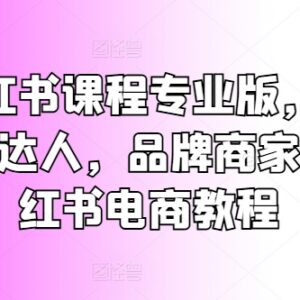小红书电商运营全阶系统教程 小白达人商家通用实操课程-雨叶虚拟资源网
