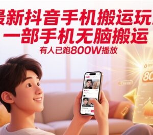 无需电脑的抖音手机搬运玩法 实操最高单条已跑800万播放-雨叶虚拟资源网
