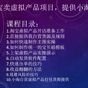 2024淘宝虚拟产品开店运营全教程 附自营货源及实操方法-雨叶虚拟资源网