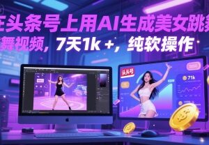 头条号AI生成美女跳舞视频玩法 纯软件操作7天收益超千元-雨叶虚拟资源网