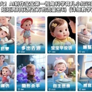 AI制作宝宝第一视角育儿科普视频 两月获赞百万实操教程-雨叶虚拟资源网