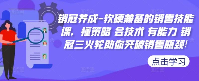 销冠养成软硬兼备销售技能课 懂策略会技术助力突破销售瓶颈
