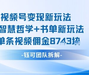 视频号AI智慧哲学书单变现新玩法 单条视频佣金最高超千元-雨叶虚拟资源网