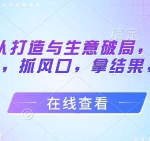 流量团队打造与生意破局，老板流量必修课，抓风口，拿结果，能落地-雨叶虚拟资源网