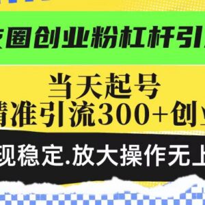 朋友圈创业粉杠杆引流实操教程 当日起号日引300+精准粉可放大-雨叶虚拟资源网