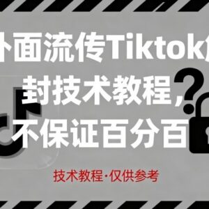 网传TikTok账号解封技术教程 实际效果需自行测试验证-雨叶虚拟资源网