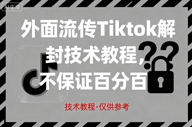 网传TikTok账号解封技术教程 实际效果需自行测试验证