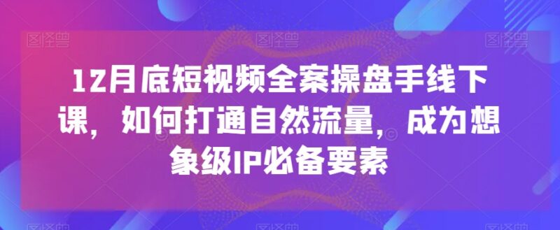 12月短视频全案操盘手线下课 自然流量打通及IP打造干货汇总