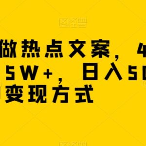 冷门软件制作热点文案涨粉变现 4天涨粉4.5W实操方法解析-雨叶虚拟资源网