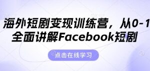 Facebook海外短剧变现全教程 从0到1学会出海短剧运营玩法-雨叶虚拟资源网