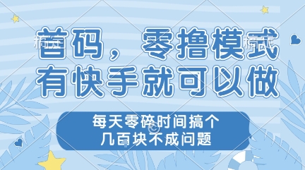 有快手就能参与的零撸赚钱项目 利用零碎时间即可赚零花钱