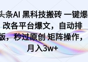 头条AI爆文修改工具使用指南 多平台矩阵操作可高效提升原创通过率-雨叶虚拟资源网