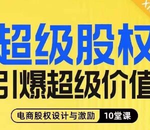 电商股权设计与激励10堂线上课 解决股权布局落地实操难题-雨叶虚拟资源网