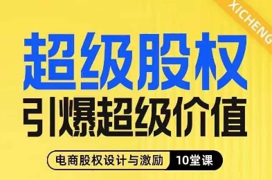 电商股权设计与激励10堂线上课 解决股权布局落地实操难题