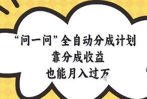 问一问全自动分成计划玩法揭秘 零基础可做的低门槛月入过万项目-雨叶虚拟资源网