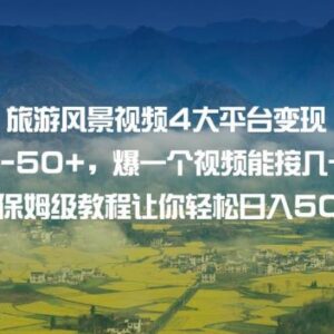 旅游风景视频4大平台变现实操 6节保姆级教程教你稳定增收-雨叶虚拟资源网