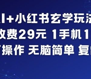 AI+小红书玄学轻量副业玩法分享 零门槛小白单人可上手操作-雨叶虚拟资源网