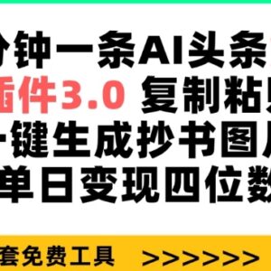 用AI插件生成抄书图文发头条 零基础无粉丝可单日变现四位数-雨叶虚拟资源网