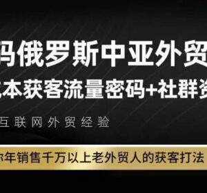 俄罗斯中亚外贸低成本获客攻略 资深老外贸人获客打法详解-雨叶虚拟资源网