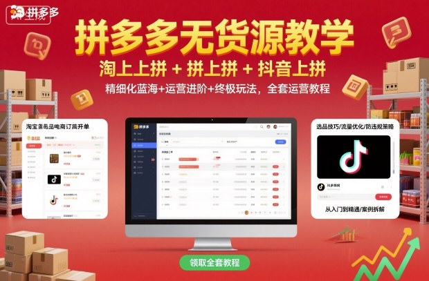 拼多多无货源店群运营全教程 含多平台搬货及蓝海选品进阶玩法