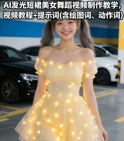 AI发光短裙美女舞蹈视频制作教学 配套优质绘图及动作提示词