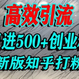 知乎高权重平台引流创业粉方法 日均获500+精准用户实操攻略-雨叶虚拟资源网