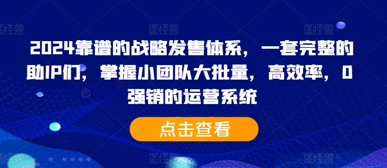 2024靠谱战略发售体系教程 助力IP打造小团队零强销高效运营系统