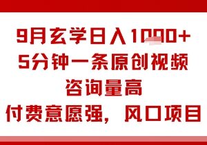 2024年9月玄学类副业玩法 5分钟做原创视频日入1000+实操指南-雨叶虚拟资源网
