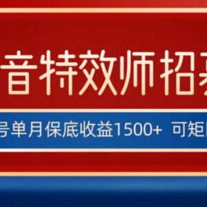 抖音特效师最新玩法解析 单号月保底收益1500+可多账号操作-雨叶虚拟资源网