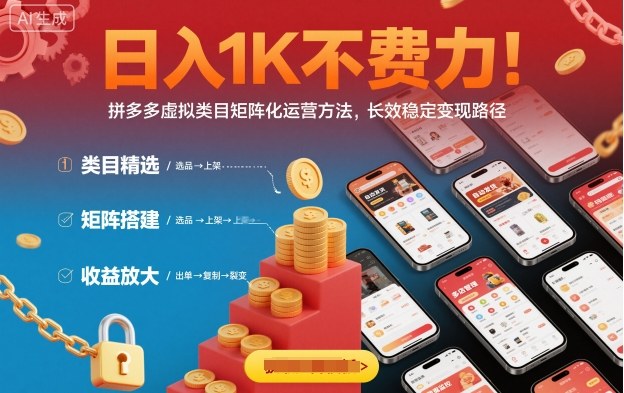 拼多多虚拟类目矩阵运营技巧 长效稳定变现路径全解析