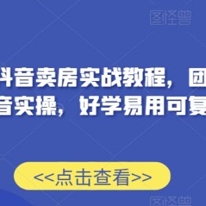 售楼部抖音卖房实战教程 两年团队实操可复制获客指南-雨叶虚拟资源网