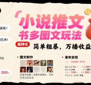 小红书小说推文多图文玩法解析 万播收益低门槛操作攻略-雨叶虚拟资源网