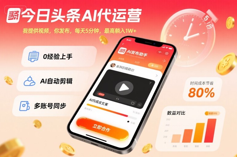 今日头条AI代运营副业玩法 每日5分钟操作高收益模式揭秘