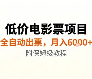 低价电影票全自动出票项目玩法详解 附保姆级实操教程-雨叶虚拟资源网