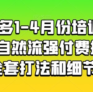 2024年1-4月拼多多运营课程 自然流强付费推广全套打法详解-雨叶虚拟资源网