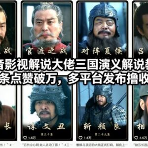 高流量三国演义影视解说教学 多平台发布变现玩法全拆解-雨叶虚拟资源网