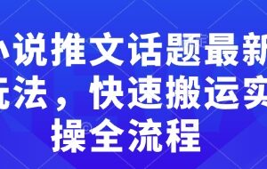 2025小说推文话题最新玩法 快速搬运实操全流程入门教程-雨叶虚拟资源网