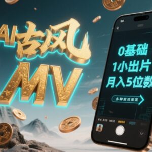 零剪辑基础AI制作古风音乐MV 多变现渠道实操全教程-雨叶虚拟资源网