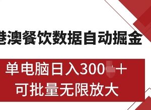 2024港澳餐饮数据全自动掘金项目 单电脑可矩阵批量操作揭秘-雨叶虚拟资源网