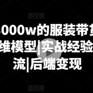 月销3000万服装带货实战课 起号引流变现全流程干货分享-雨叶虚拟资源网