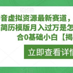 抖音虚拟资源新赛道：0基础操作简历模板项目月入过万全指南-雨叶虚拟资源网