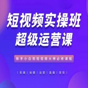 短视频运营实操系统课 新手从入门到变现全流程学习教程-雨叶虚拟资源网