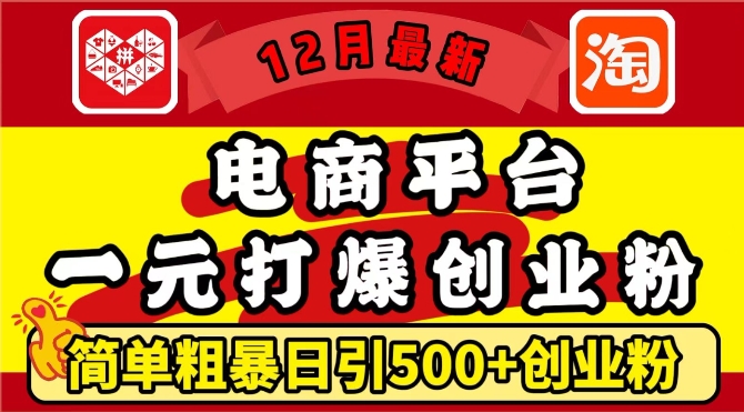 2024年12月电商1元引流玩法 日引500+精准创业粉实操教程