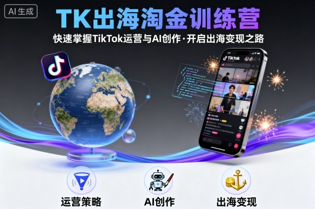 TikTok出海淘金训练营 掌握运营与AI技能开启海外变现之路