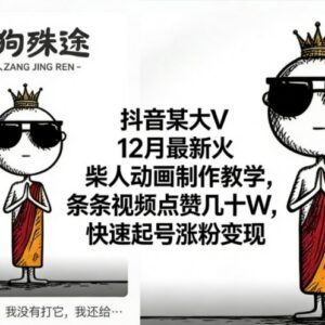 12月最新抖音火柴人动画制作教程 高赞内容快速起号涨粉变现-雨叶虚拟资源网