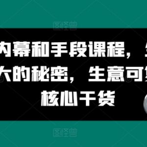 创业生意内幕与实操手段课程 以小博大可复制核心干货分享-雨叶虚拟资源网
