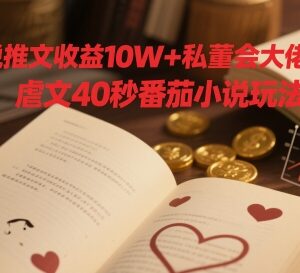私董会大佬分享 小说推文10W+收益番茄40秒虐文玩法解析-雨叶虚拟资源网