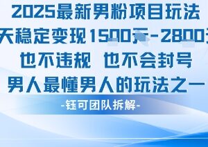 2025最新合规男粉项目玩法 长期运营不封号日均变现超千元-雨叶虚拟资源网
